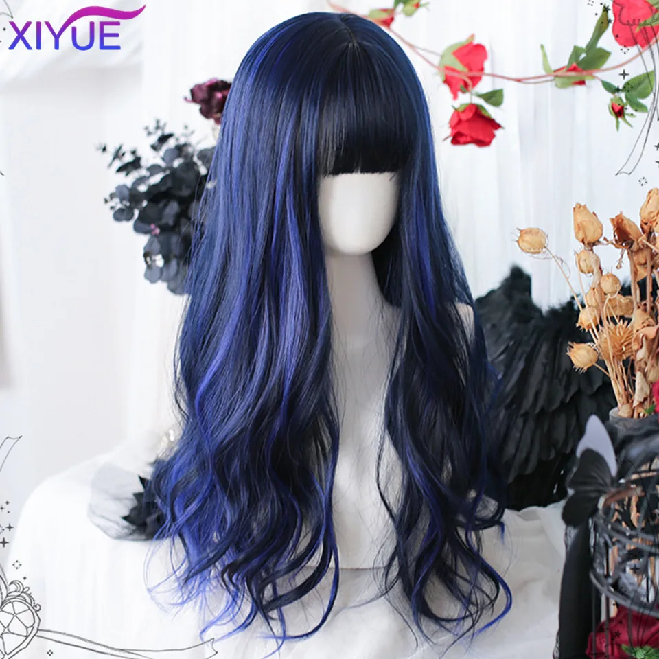 Niebieski Ombre Krótki Bob Body Wave Syntetyczne Peruki Dla Kobiet Natur syntetyczny Blond Cosplay Syntetyczne Włosy Naturalne Lolita Pelucas парик