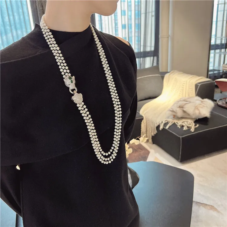 28''-32'' 3 Strands White Pearl CZ Connector Necklace