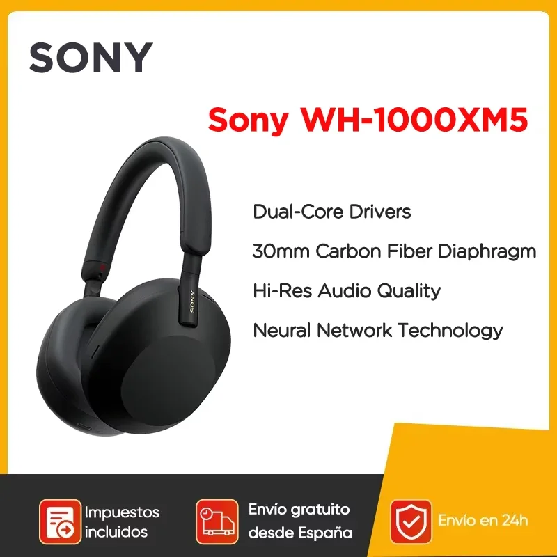 Casque antibruit sans fil Sony WH-1000XM5, batterie 30 heures, processeur intégré V1, cuir souple, 4