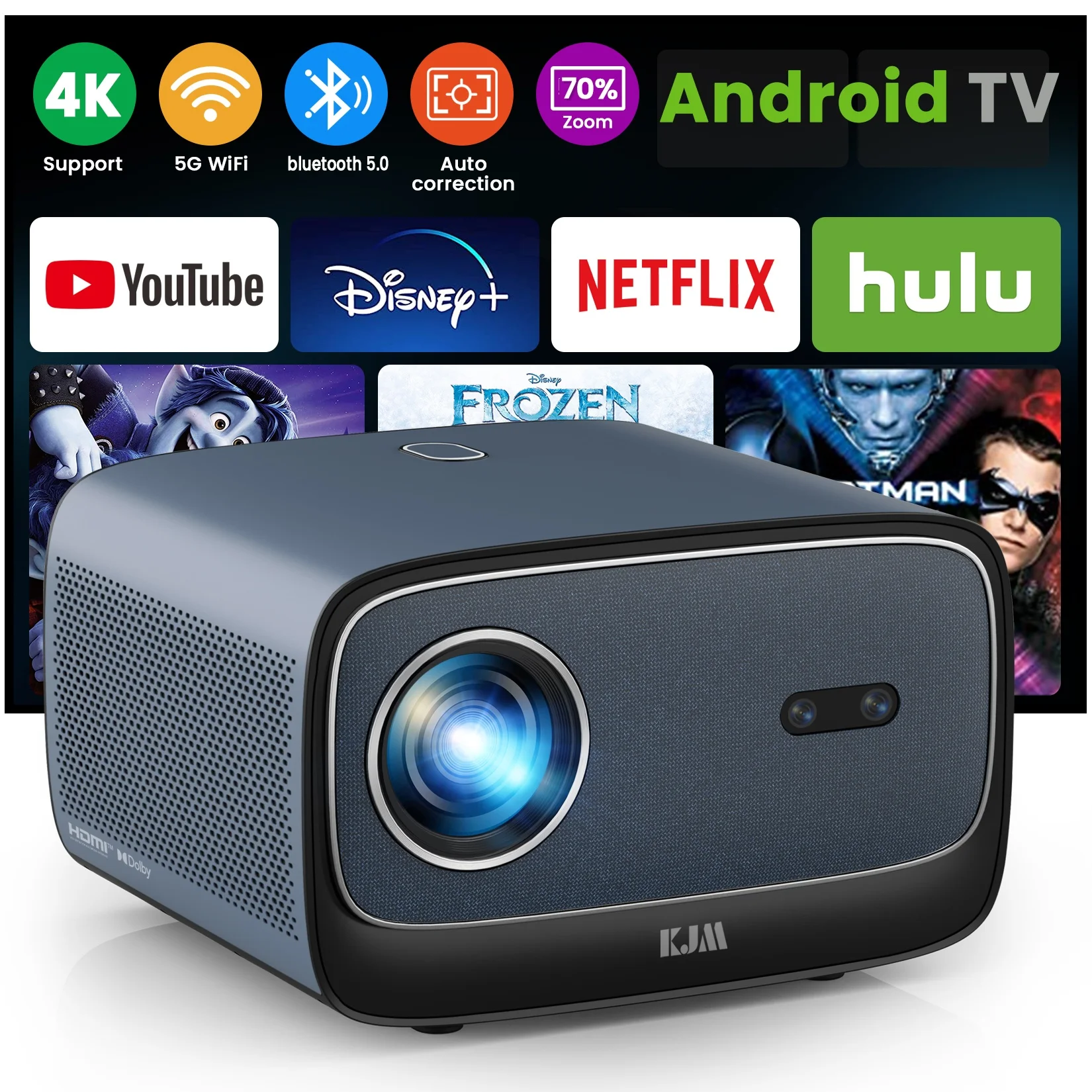 Mise à niveau du projecteur 32G 58000LM UHD 4K Netflix 1080P FullHD natif Android 9 Wifi BT JBL & Dobly Audio projecteur domestique projecteurs de bureau