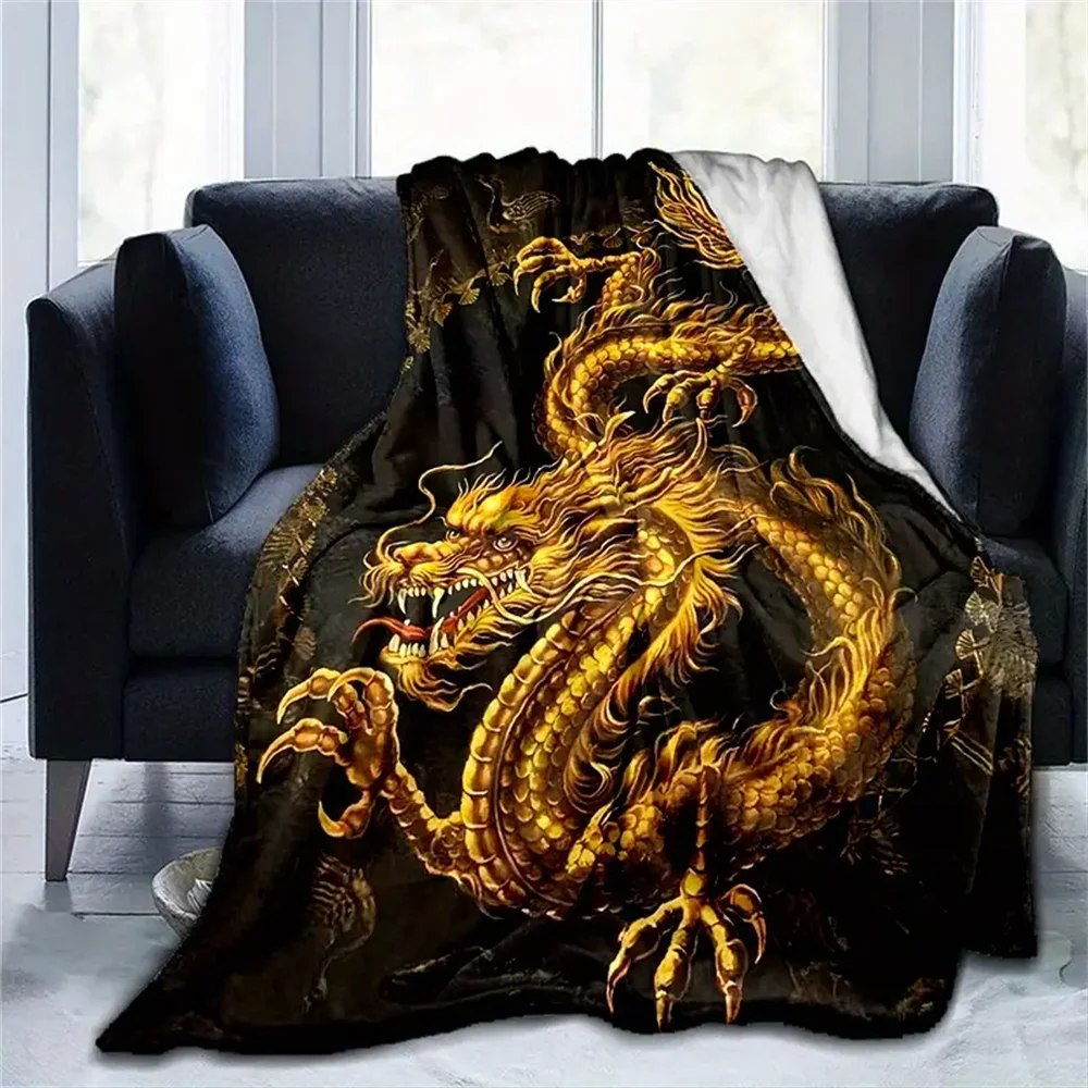 Dreamy Purple Dragon Flannel Throw Blanket Soft Kid Gift Blanket Home Decoration Sofa Blanket Bedding Living Room Lightweight