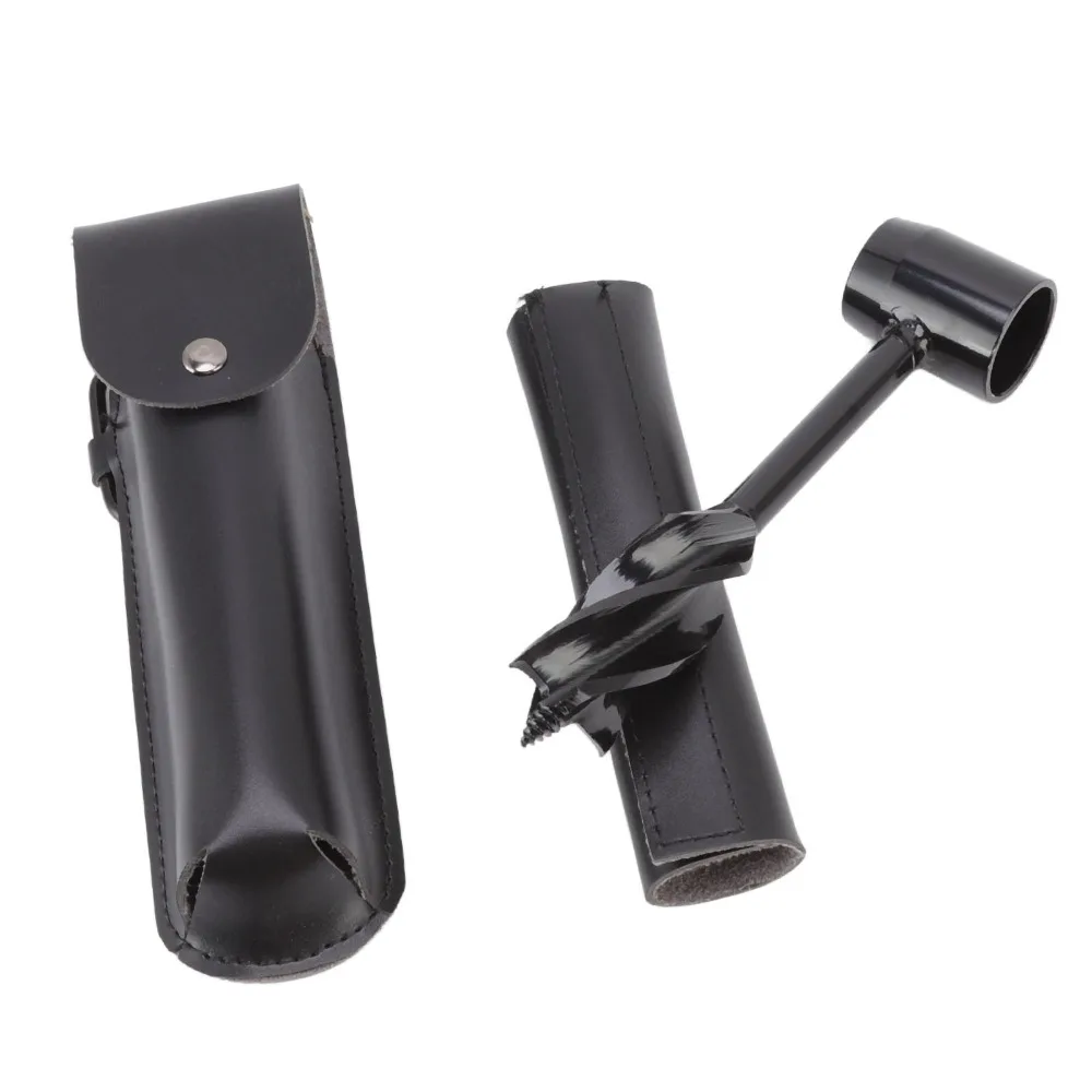Multifunctional Black Hole Punching Tool PU Leather Drill 16 x 4cm Auger Drill Bit Hand Twist Auger Bit Survivalist Gear