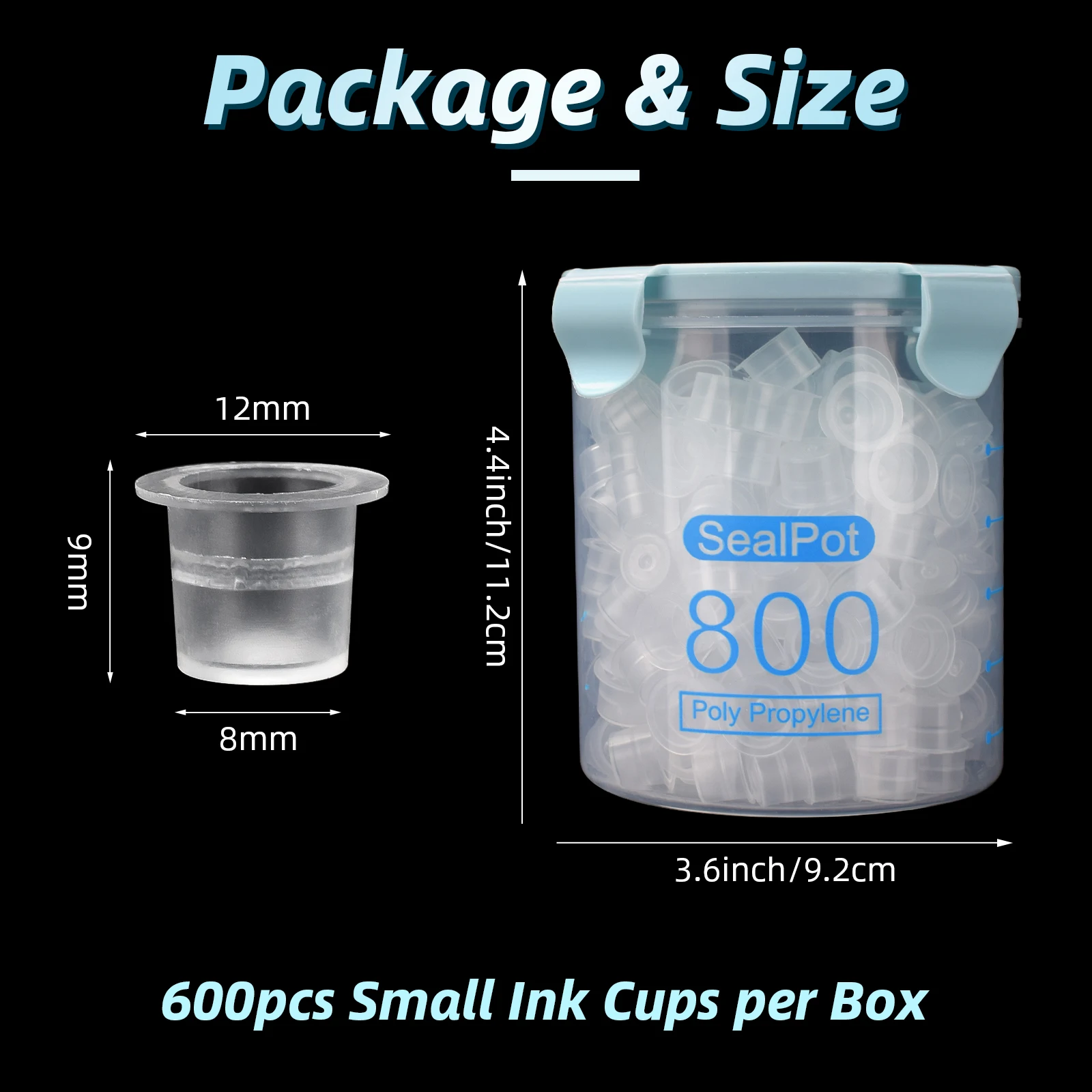 600 Uds S tapas de taza de tinta para tatuaje maquillaje permanente con caja contenedor de 800ml suministros de tatuaje Kit de accesorios para tatuaje