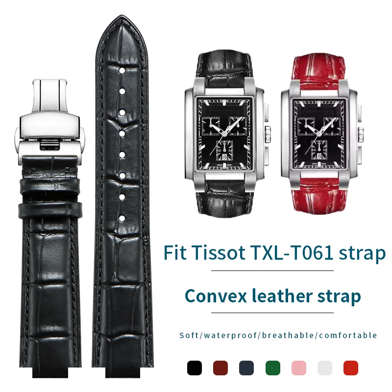 

BRETA 24*16MM convex leather strap for 1853 Tisso-t T-LADY TXL T061.717A/T061.3/T061.5 Men and women watch accessories