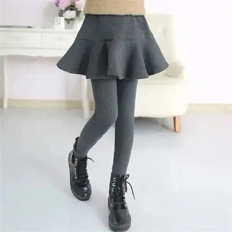 Autumn Kids Skirt Leggings for Girls Solid Strench Tights Toddler Children Slim Pants fits1-14 Years