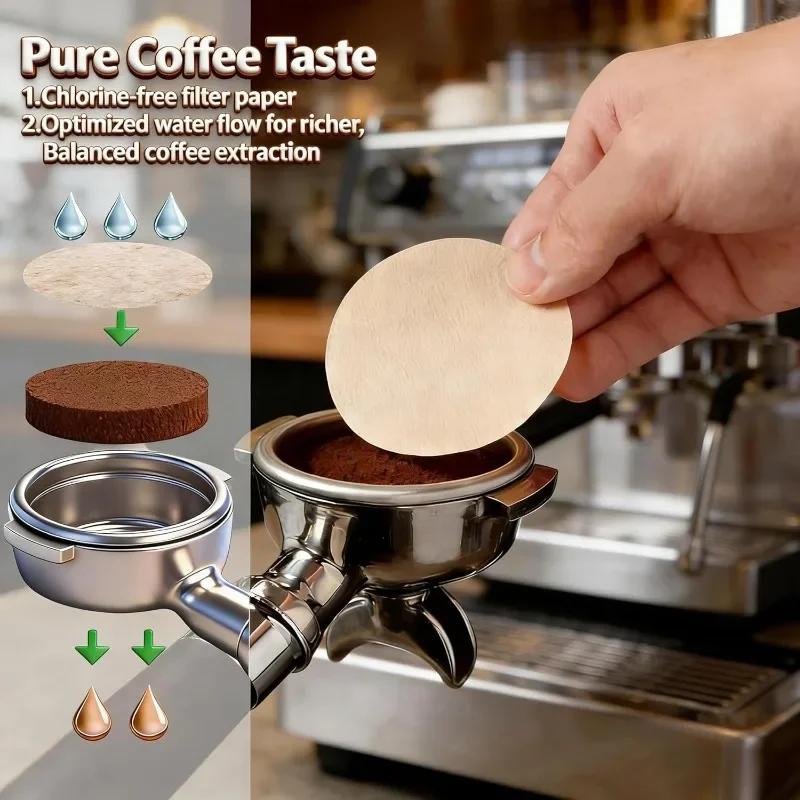 Coffee Filter Papers for 51/53/58mm Puck Screen Natural Coffee Maker Filters 500/1000 count ,Disposable Coffee Maker Accessories