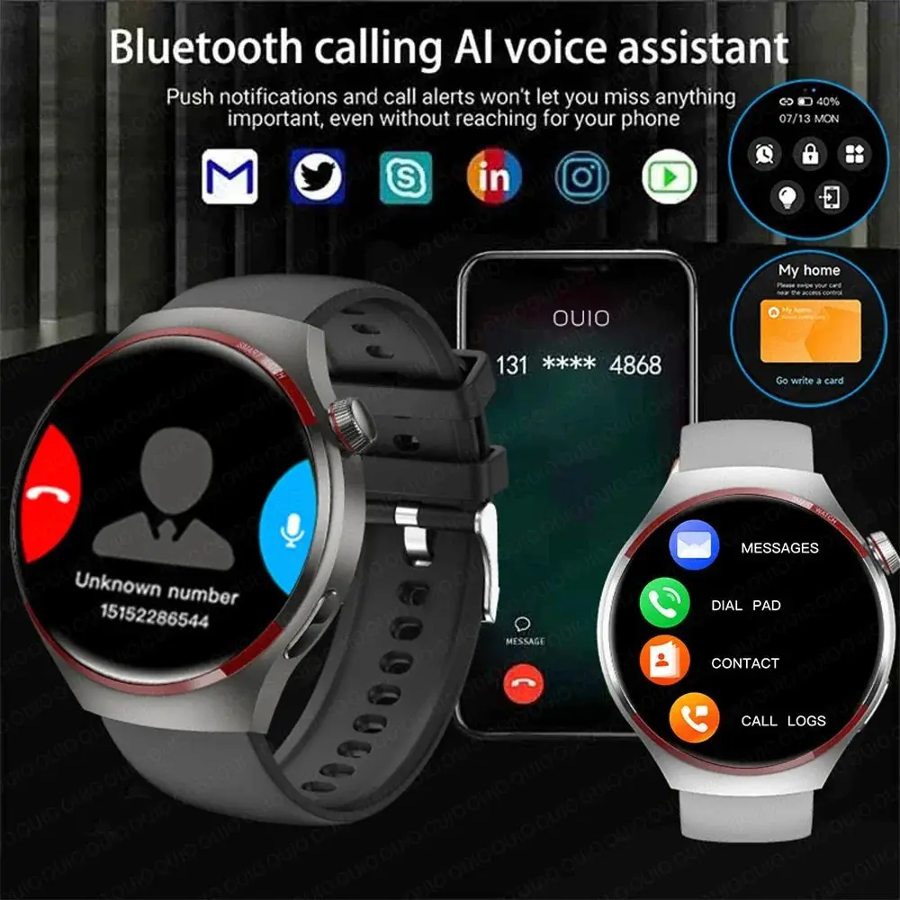 Nuevo reloj inteligente para deportes al aire libre para hombres NFC GPS brújula ritmo cardíaco Bluetooth llamada impermeable SmartWatch SMS recordatorio música nteractiva