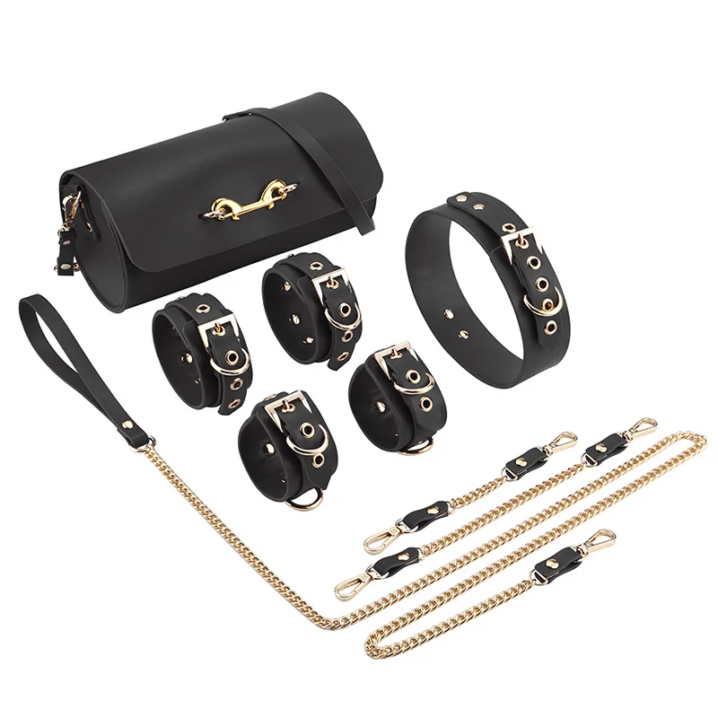 XXOO-Conjunto de Bondage Bdsm para parejas sexuales, collares de sujeción de cuero dividido, puños de muñeca y tobillo, esposas, Juguetes sexuales para mujeres, juegos para adultos