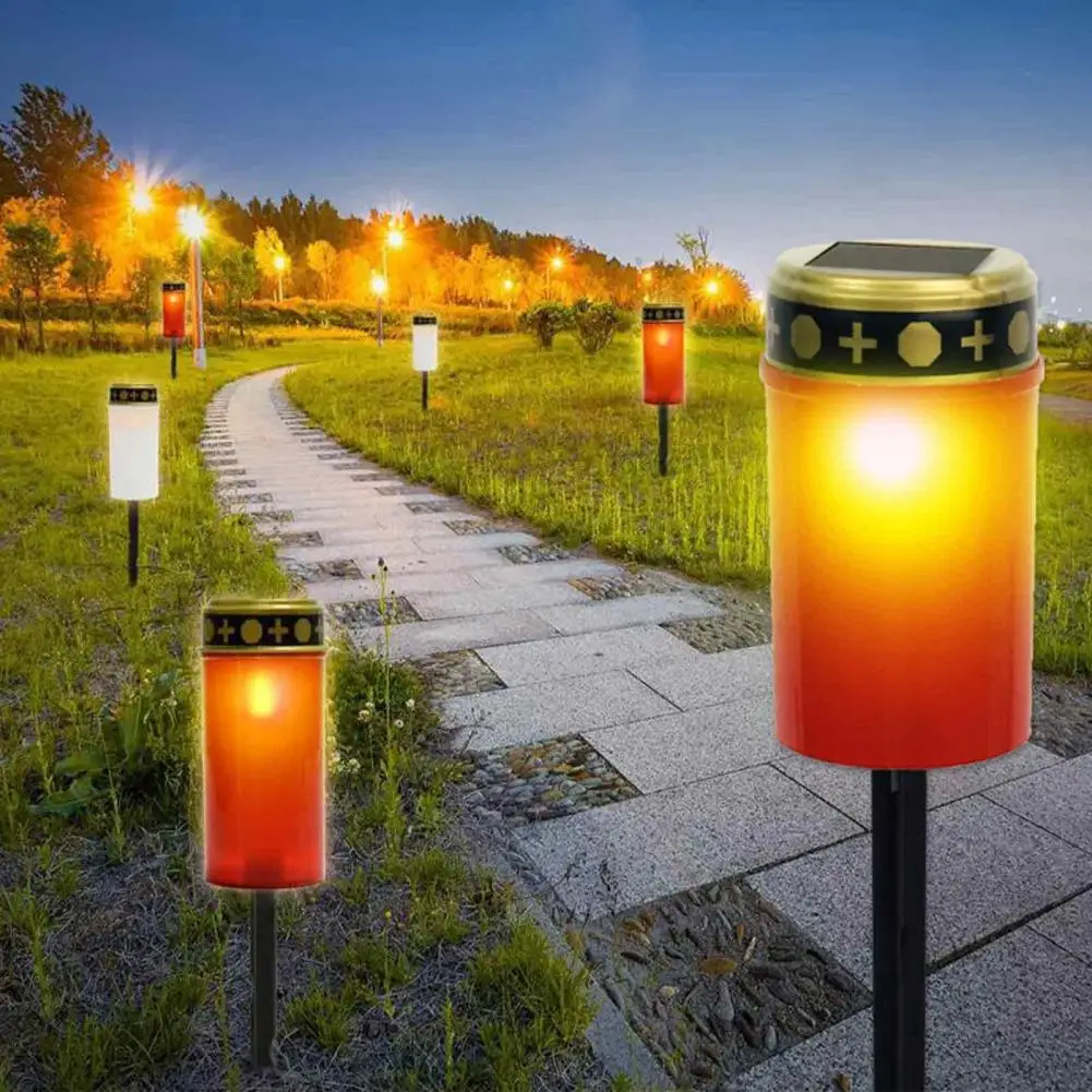Solar Lights Outdoor Decoration Light Solar Powered Cemetery Light with Stake Ipx4 Waterproof Decoration Lamp for Outdoor Garden