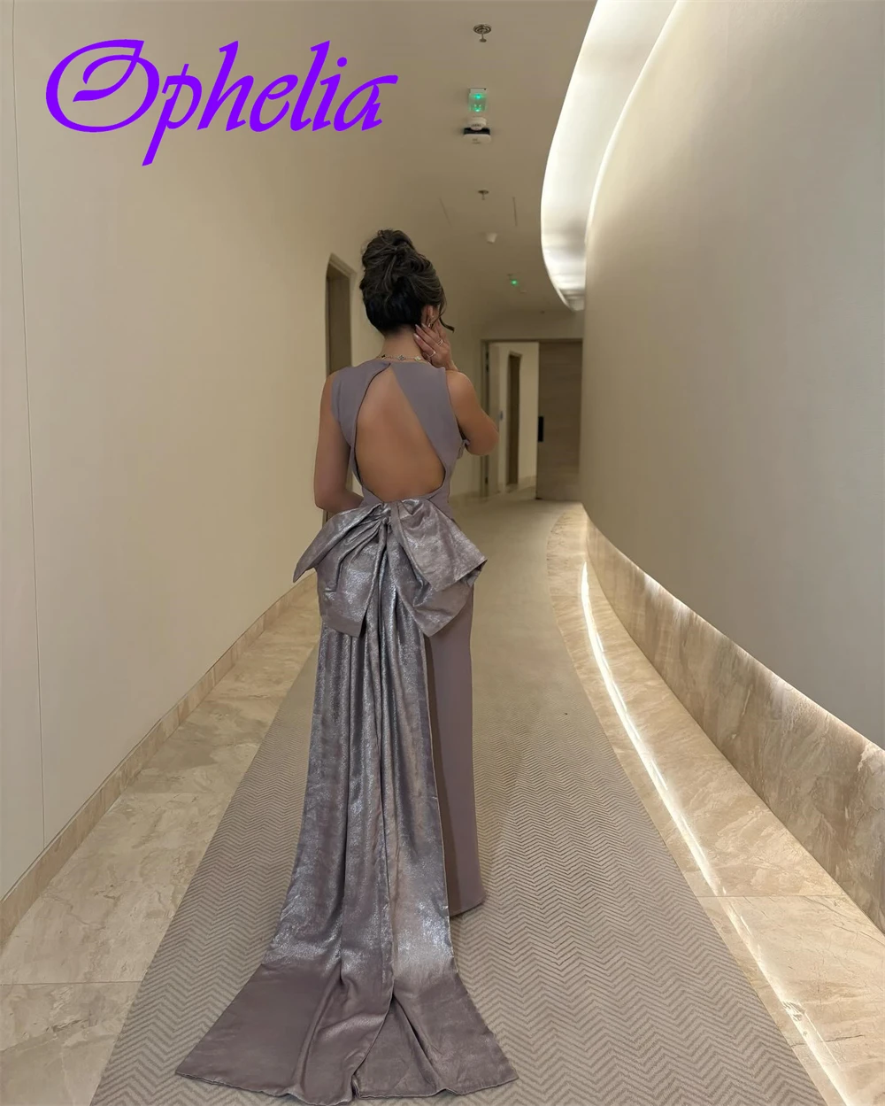 Customized Exquisite Backless Sleeveless Evening Dress High Quality Satin Prom Dresses Delicate Bow Party Gowns For Woman