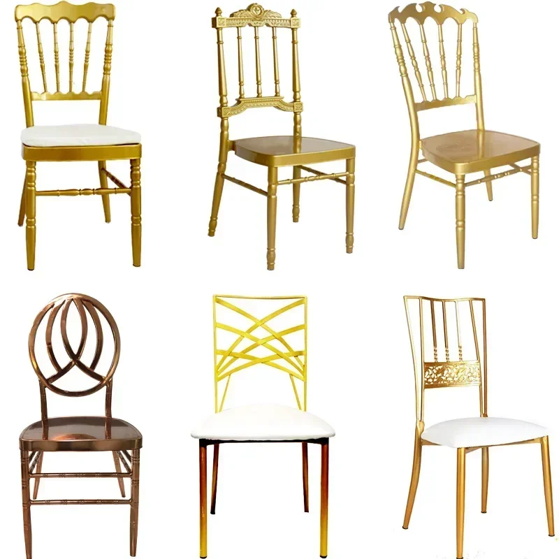 

chair, wedding , metal Napoleon castle banquet aluminum alloy, gold bamboo including sea