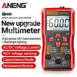 ANENG M118A Digital Mini Multimeter Tester 6000counts Auto Mmultimetro True Rms Tranistor Meter with NCV Data Hold Flashlight