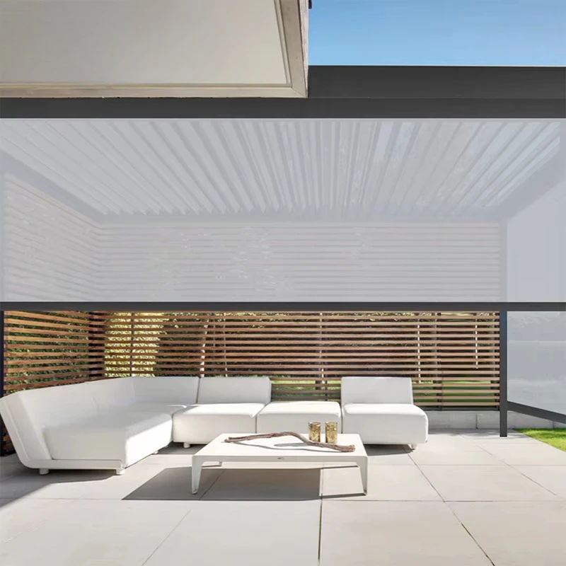 

Curtain Blinds Windproof Zip Track Electric Motorized Zip Screen Pvc Roll Patio Sun Shading Rolling Outdoor Roller Blind Shade