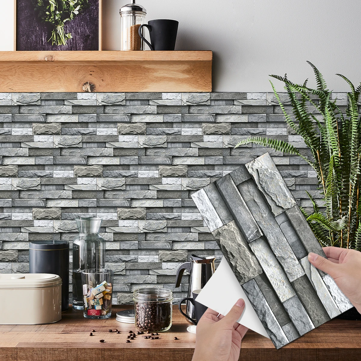 

Modern industrial style light grey stone wall self-adhesive wall sticker for living room and balcony decoration