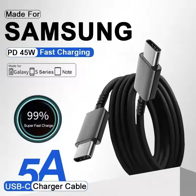 PD 45W USB-C to USB-C Fast Charging Cable For Samsung Galaxy S22 S23 S24 Ultra Note 20 A54 A55 Dual Type C Data Cords 1m/1.5m/2m