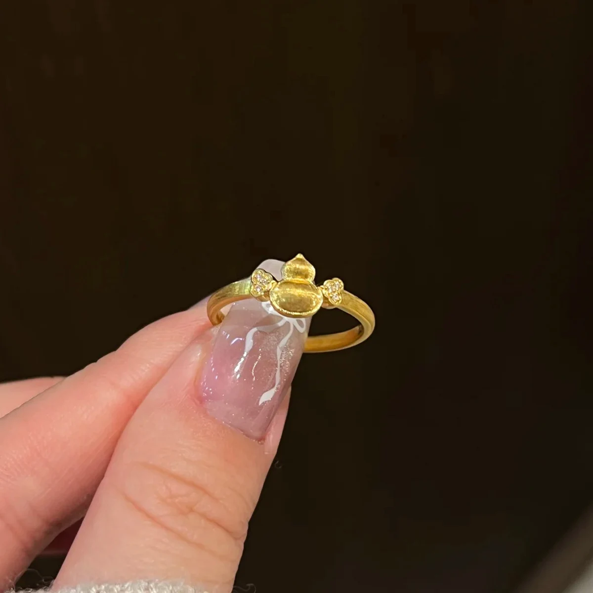 

New all-match women's national style new Chinese style gourd light luxury brushed diamond jewelry fashion ring