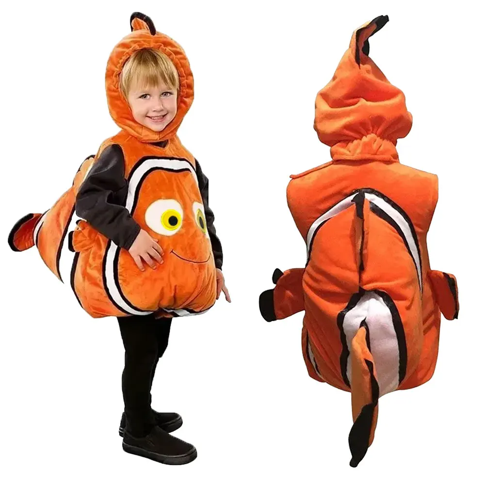 

Carnival Clown Cospaly Fish Costume Jumpsuit Hooded Set Theme Party Role Playing Outfits for 3-10 Years Old Unisex