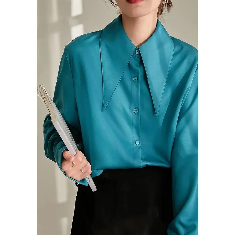 Spring Autumn New Fashion Buttons Solid Color Blouse Women Clothes Simplicity Turn-down Collar Long Sleeve Shirts Temperament