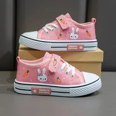 

2025 summer new children's sports and leisure shoes round head flat canvas shoes trendy fashion casual shoes