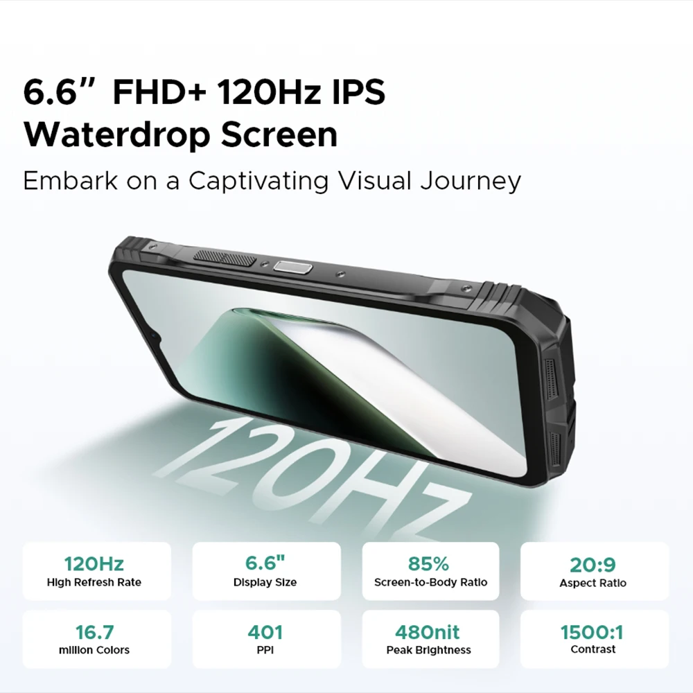 هاتف World Premiere DOOGEE S Cyber Pro متين 12 جيجابايت 512 جيجابايت Helio G100 6.6 بوصة FHD + 120 هرتز IPS 10800 مللي أمبير في الساعة بطارية كبيرة 33 وات شحن NFC