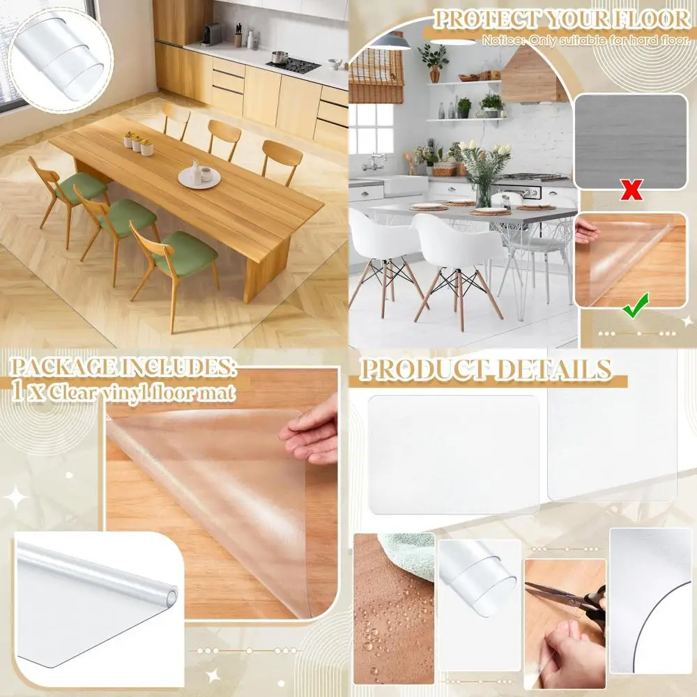 

Большой водонепроницаемый напольный коврик из ПВХ размером 4,75 x 7 футов для столовой, кухни, прачечной и офиса