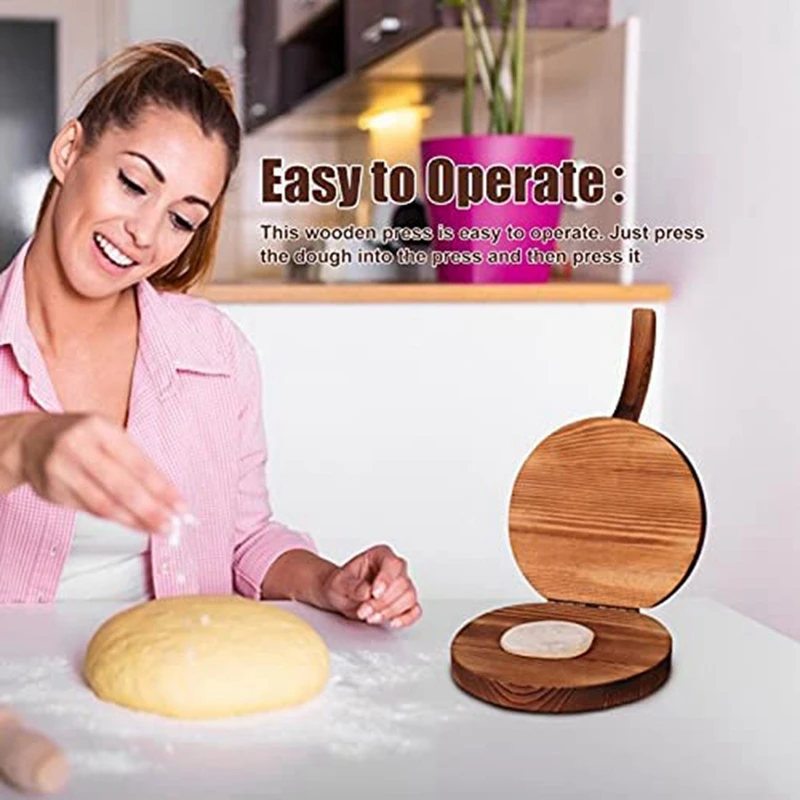 Pressed Dumpling Wrapper, Wooden Tortilla Press, Pancake Mold, Pine Press, Practical Kitchen Tool