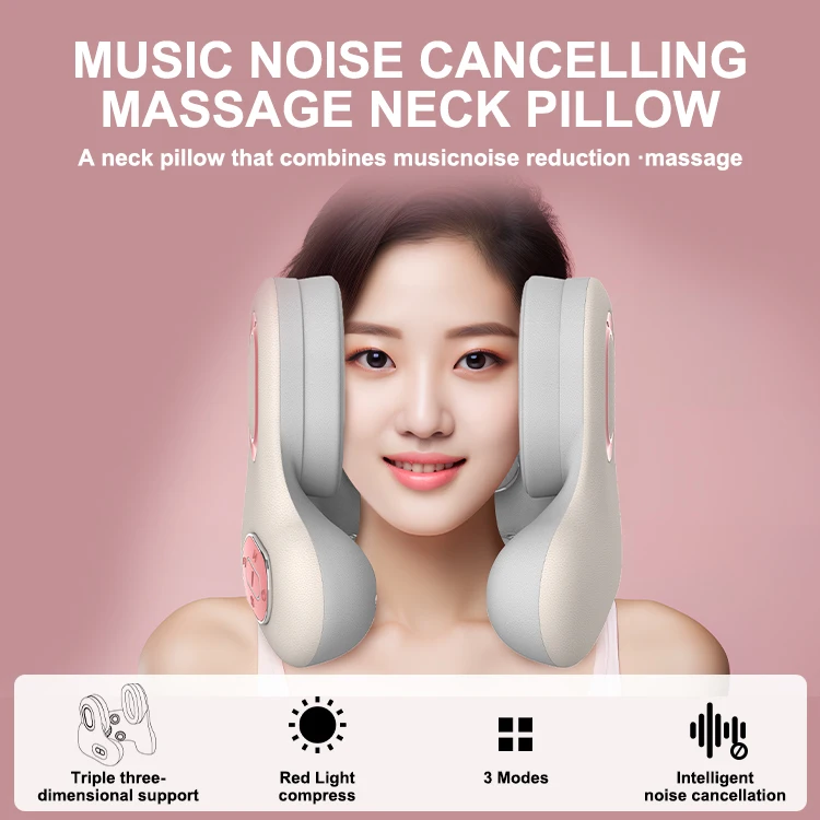 Smart Library Music Noise Cancelling Compress Vibration Neck Rest Cushion U-Shape Memory Foam Travel Neck Pillow For Travel