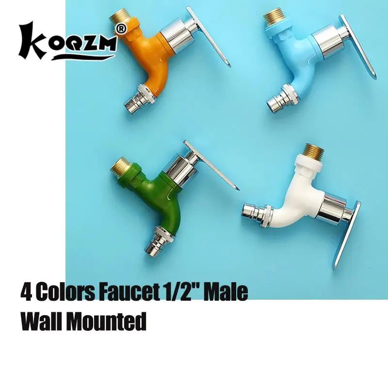 

4 Colors Faucet 1/2" Male Wall Mounted Washing Machine Faucet Plastic Water Hose Quick Connector Garden Balcony Faucet