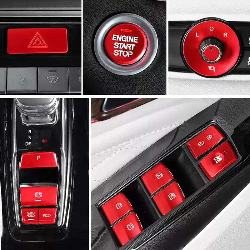 For GMC Trumpchi M8 Aluminium Car Interior Button Cover  Gear Shift Lever Steering Wheel One Touch Start Dual Flashers Sticker