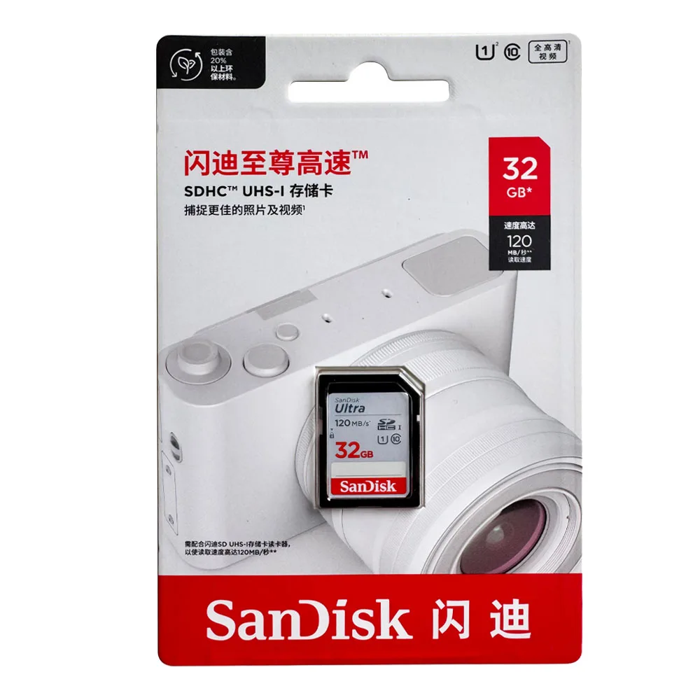 بطاقة SD SanDisk 32GB SDHC 64GB 128GB 256G SDXC SD بطاقة C10 بطاقات الذاكرة حتى 200 ميجابايت/ثانية قراءة U3 V30 بطاقات فلاش 4K UHD للكاميرا