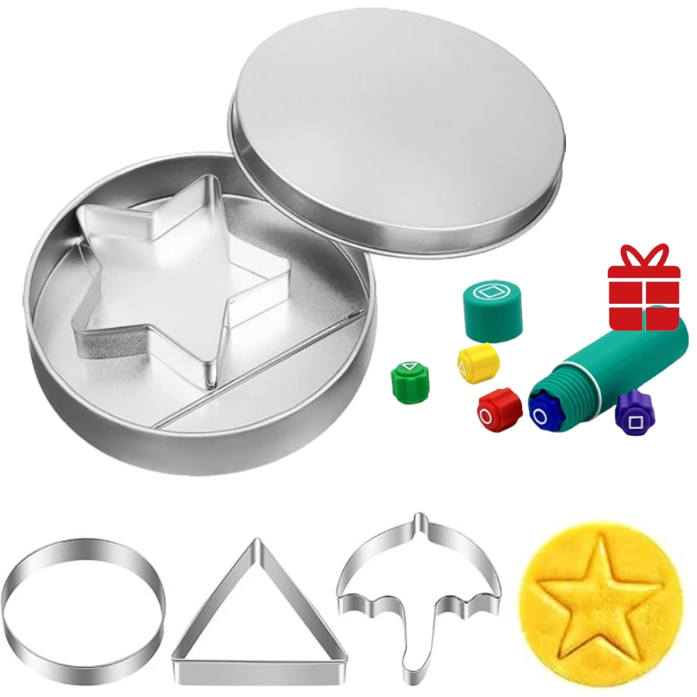 Korean Dalgona Challenge Set Sugar Cookie Cutting Tool Mold With Gonggi Nori Stone Game Kit 4PCS Candy Mould & Needles