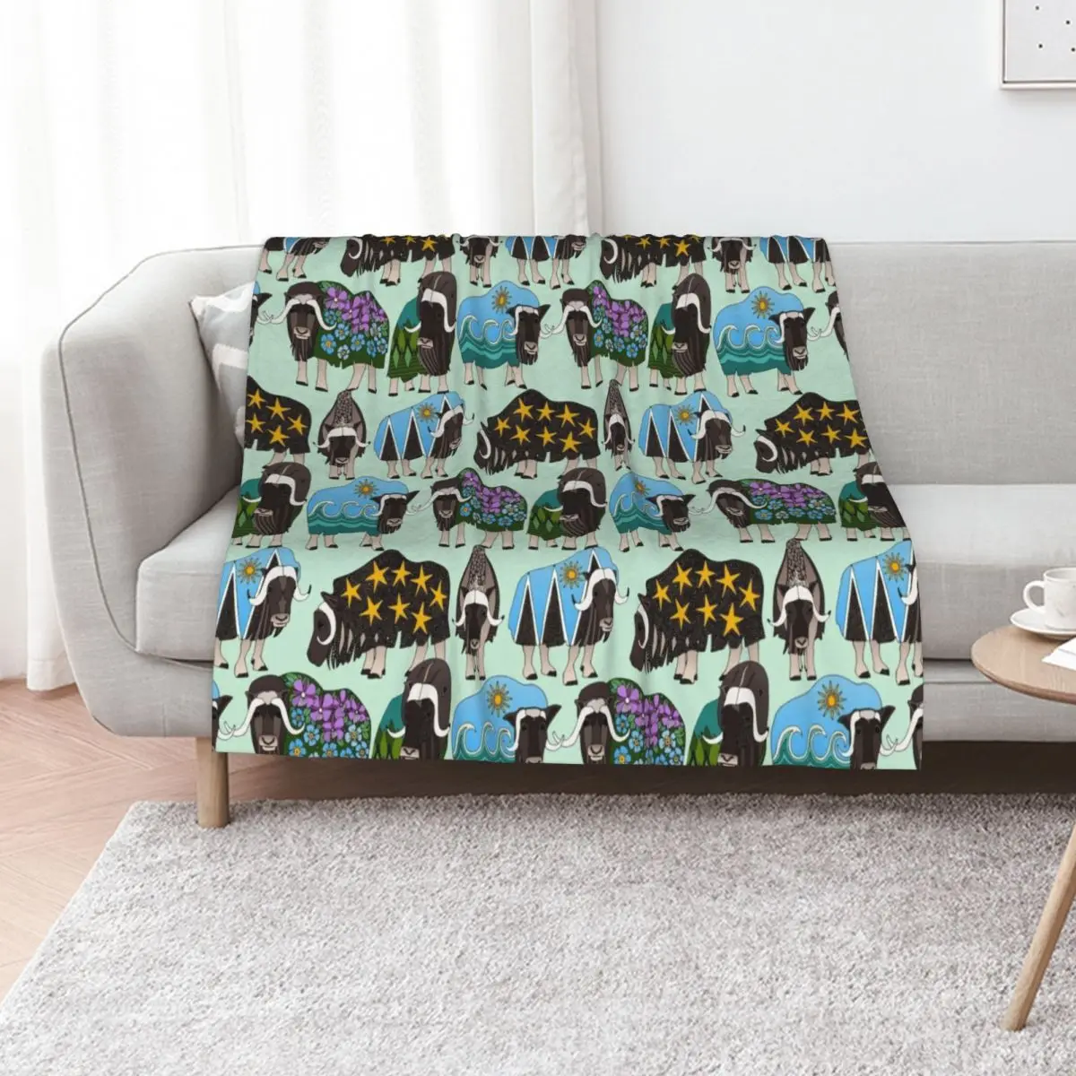 Alaskan musk ox mint Throw Blanket Decorative Sofas Travel Stuffeds Bed Fashionable Weighted heavy to sleep Blankets