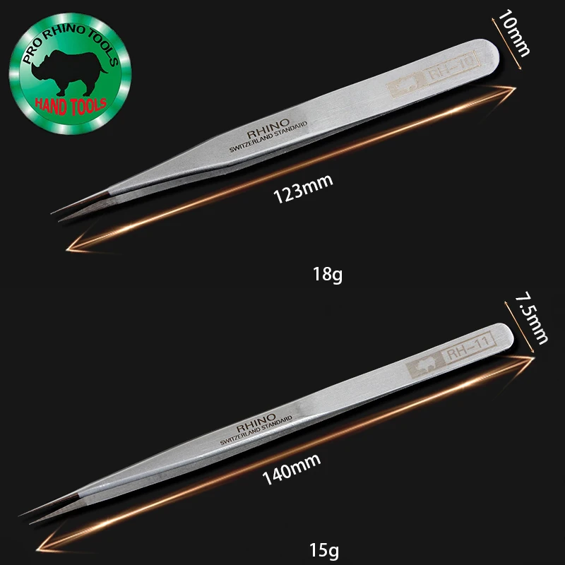 1 Set 6 Pcs Japan RHINO RH Tweezers Anti-acid High-Precision Super Hard Sharp For Repair Watch Or Pick Bird Nest Etc Small Items