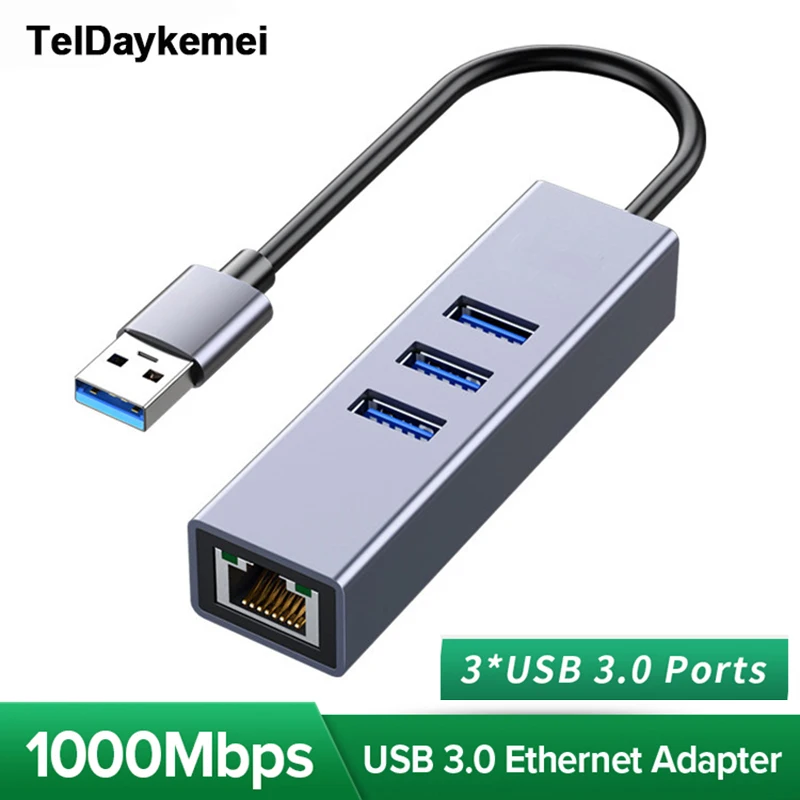 USB C HUB 1000Mbps 3 Ports USB 3.0 Type C HUB USB to Rj45 Gigabit Ethernet Adapter for MacBook Laptop Computer Accessories