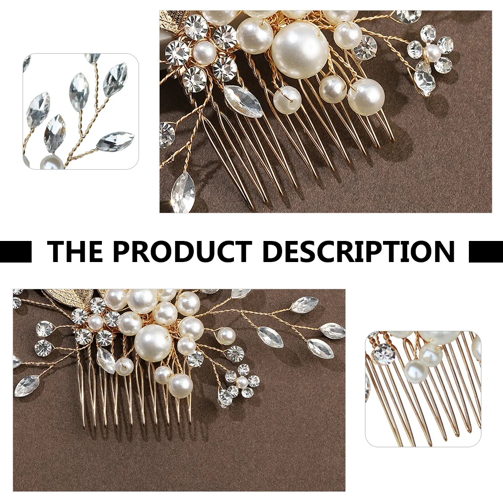 

Rhinestone Pearl Hair Comb Elegant Bride Women Wedding Hair Accessories Decor Delicate Hold Firmly Without Pulling