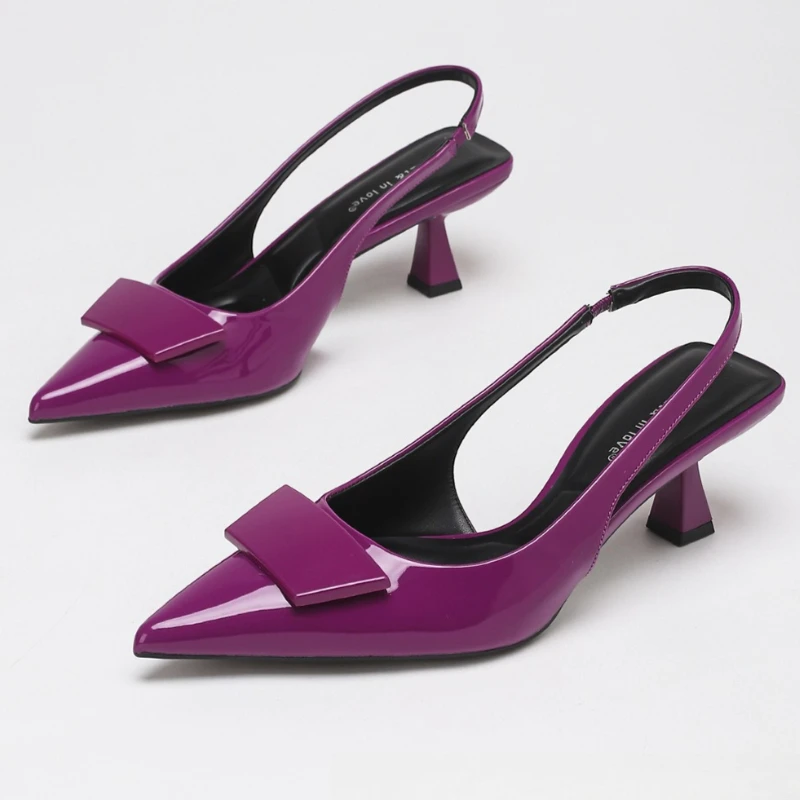 

High Quality Patent Leather High Heels Ladies Sexy Pointed Toe Slingback Women Pumps 2026 Spring Comfort Office Formal Sandals
