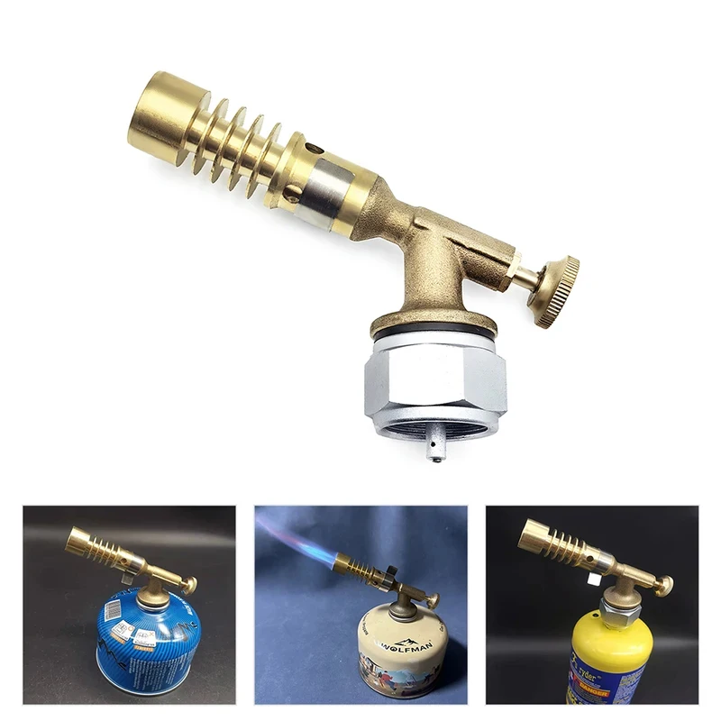 Portable Brass Gas Blow Torch Kit% Copper Torch Fits EN417 Camping Gas Canister & MAPP Propane Cylinder