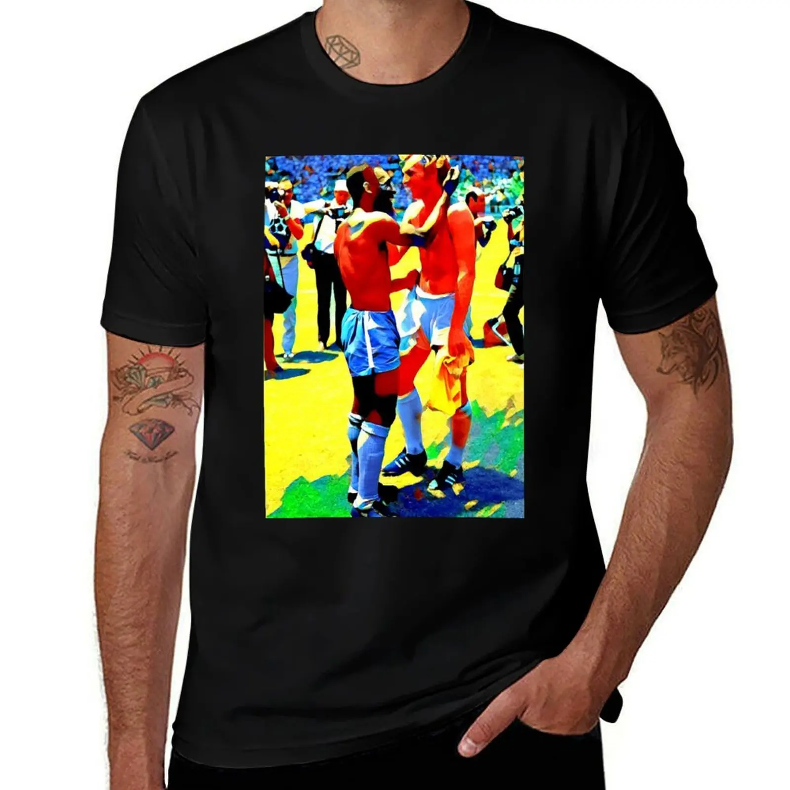 Bobby Moore and Pele Iconic Interpretation T-Shirt Holiday All Match T-Shirt