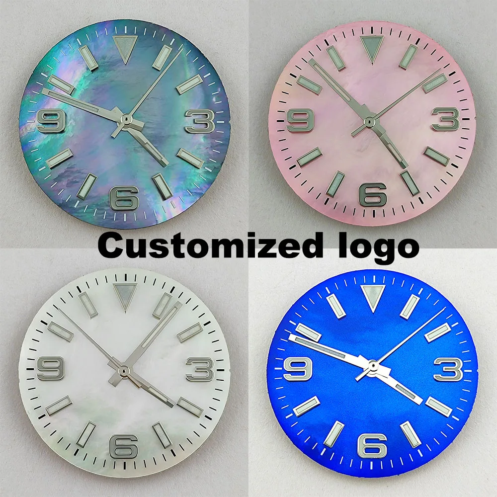 

28.5mm NH35 watch dial NH35 hands blue-green luminous Fit for NH35 NH36 movement watch accessories