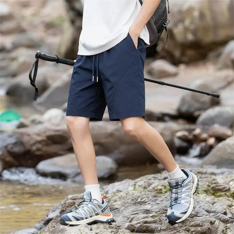 

Blue Ice Silk Qui Dry Sports orts Men's Summer Baskeall Fitn Training Five-Quarter Length Outerwear Cutting Angle