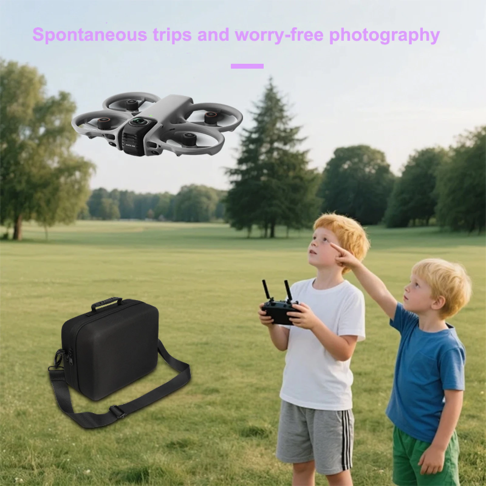

For DJI Avata 360 Carrying Case EVA Hard Shell Shockproof Portable Shoulder Strap Custom Fit for Drone and Accessories Black