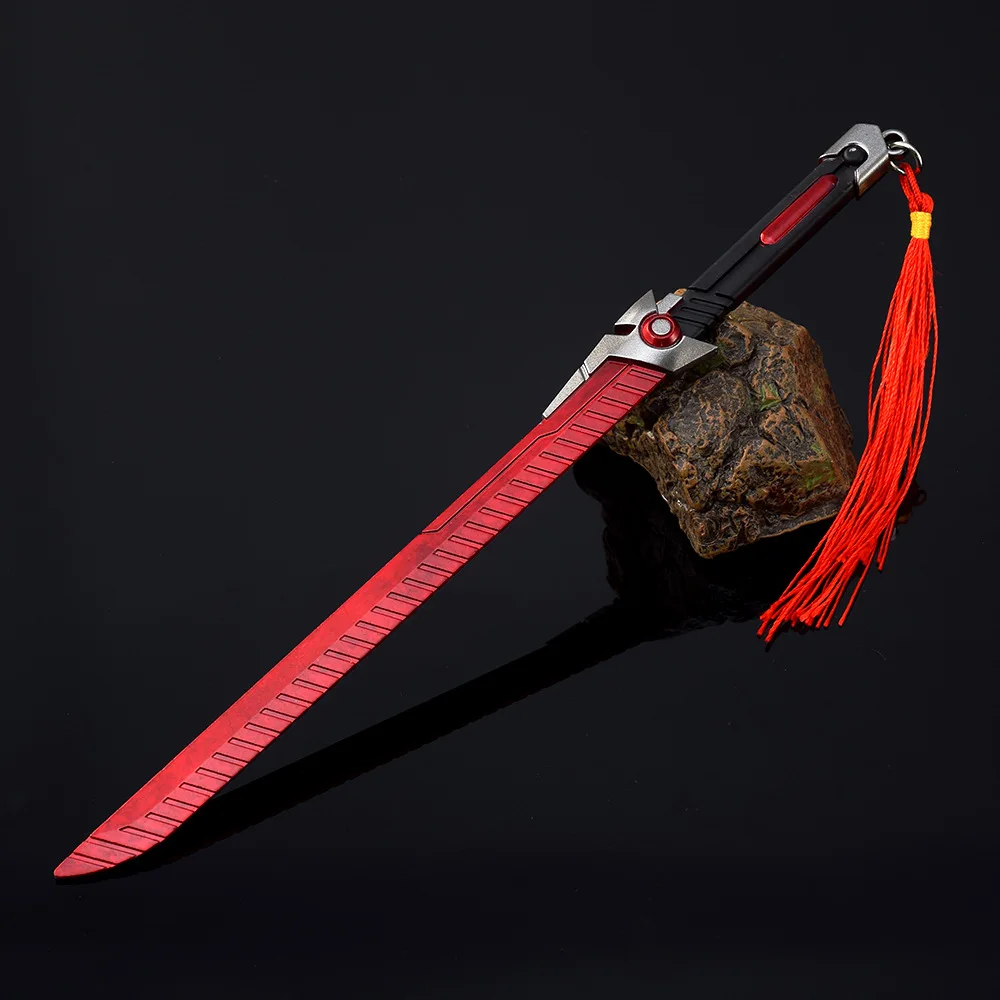 22Cm Rood Mes Pijltje Top Van Heroe Spel Perifeer Wapen Model Blad Van Herinnering Driedelige Set Van Wapen Metalen Katana Speelgoed