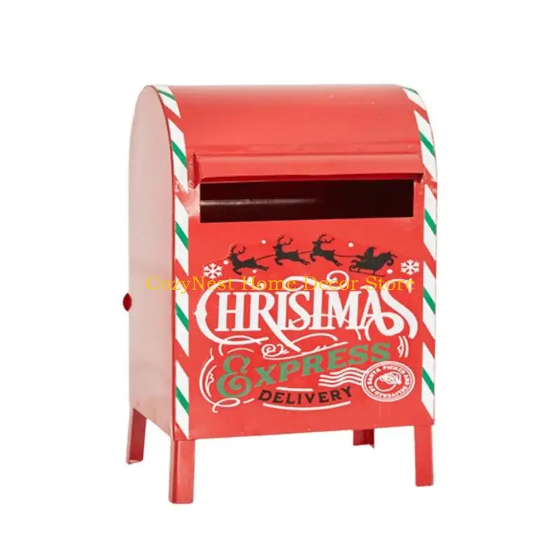 92MF Christmas Mailbox Decoration, Standing Iron Accent for Tables, Shelves, Counters, Entryways, and Retail Displays