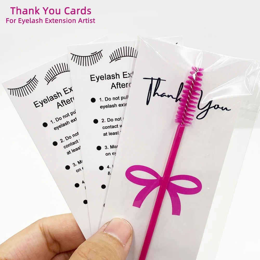 50 Pcs Set Thank You Cards Small Business Eyelash Extension Artist Lash Extensions Salon Customers' Gift Ideas Paper Card