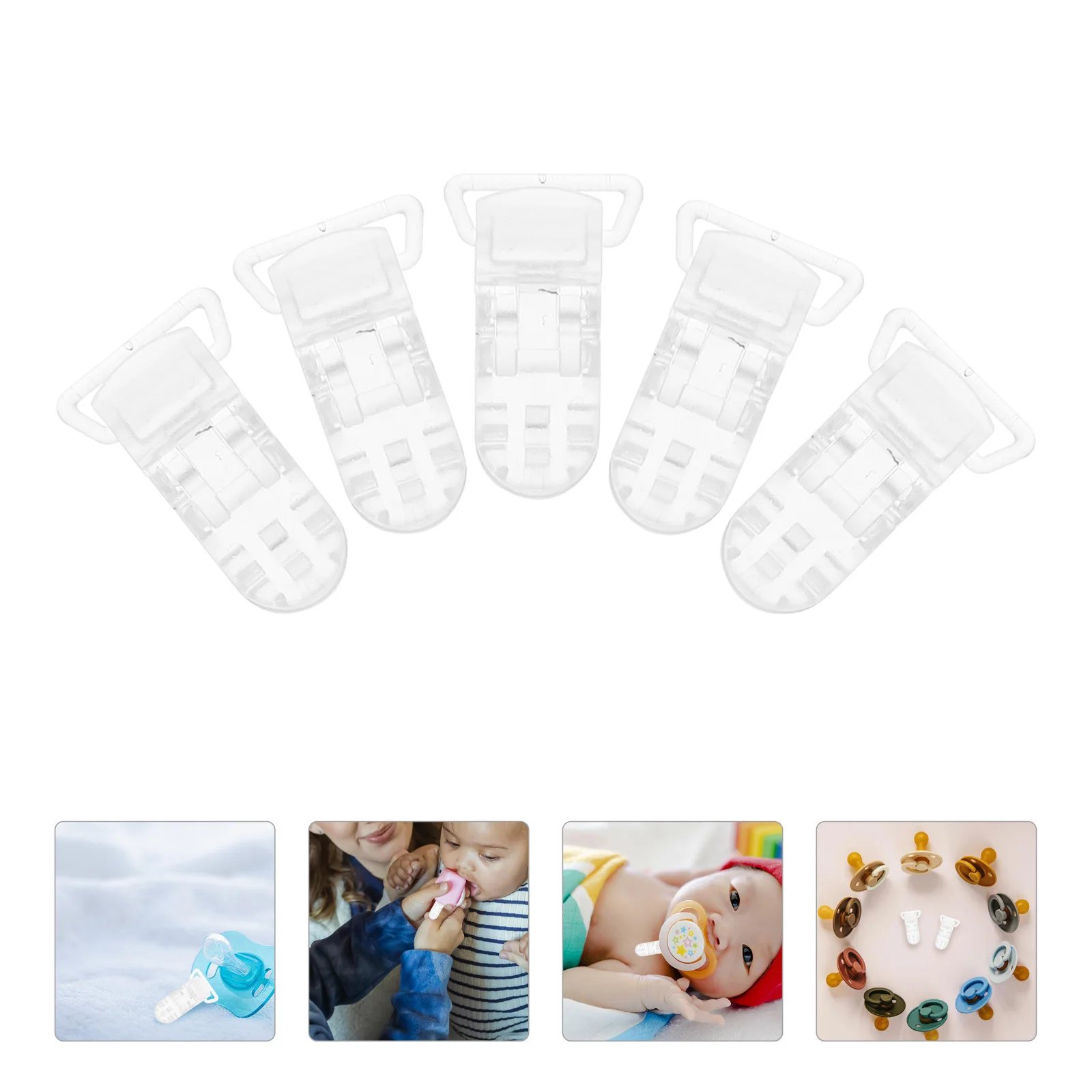 

25Pcs T-Shaped Baby Pacifier Clips Transparent Plastic Holder for Bibs Keychains Crafts Snag-Resistant with Protective Insert