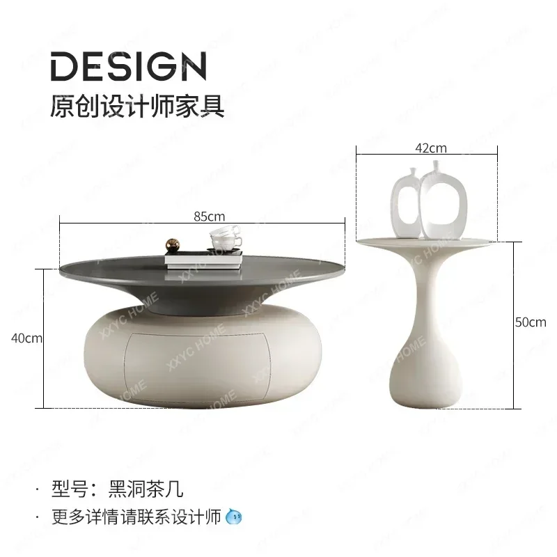 

LJYLHousehold round sofa coffee table modern simple cream style small apartment table
