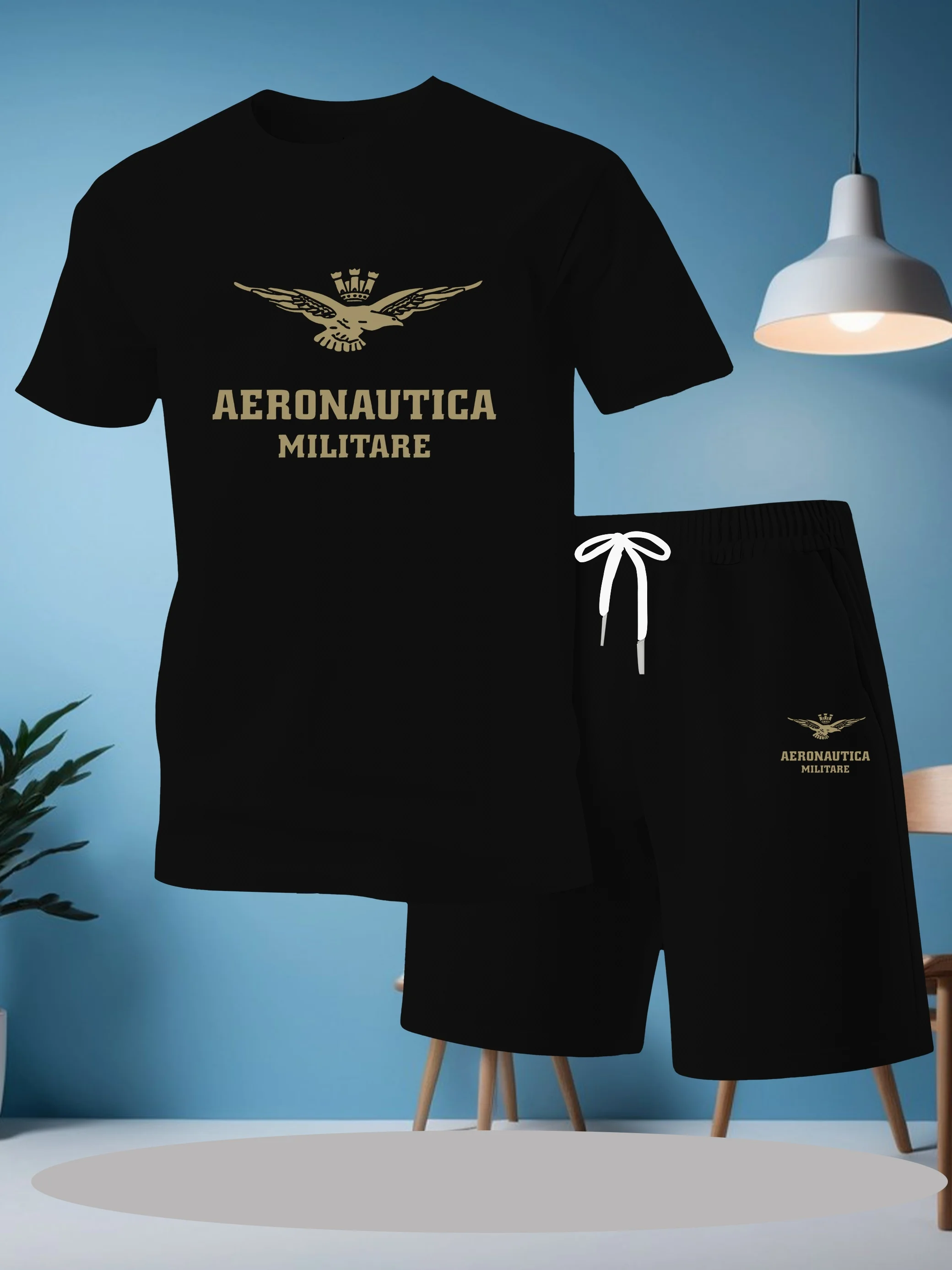 Новый мужской костюм на лето 2025 года с принтом, создания повседневного, спортивного, удобного и мягкого полиэстера.