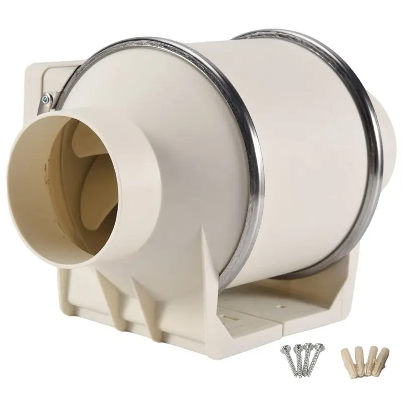 ABRN-35W Bathroom Pipe Conduit Fan Vent Room Exhaust Inline Fan Kitchen Air Diffuser Duct Fan Grow Tent Blower Fan EU Plug