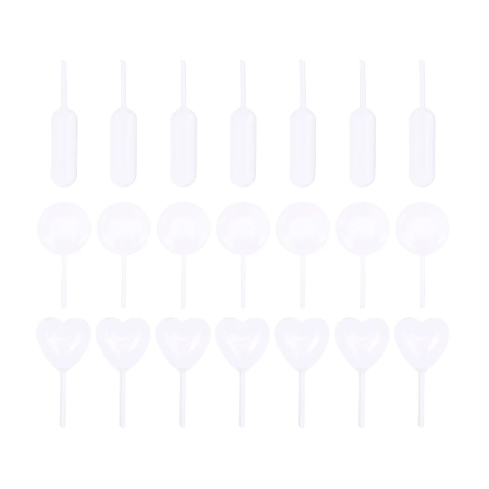 

300Pcs Plastic Jam Droppers Oblate Round Heart Shape Food Grade Durable for Cake Cupcake Ice Cream Mini Cake Supplies