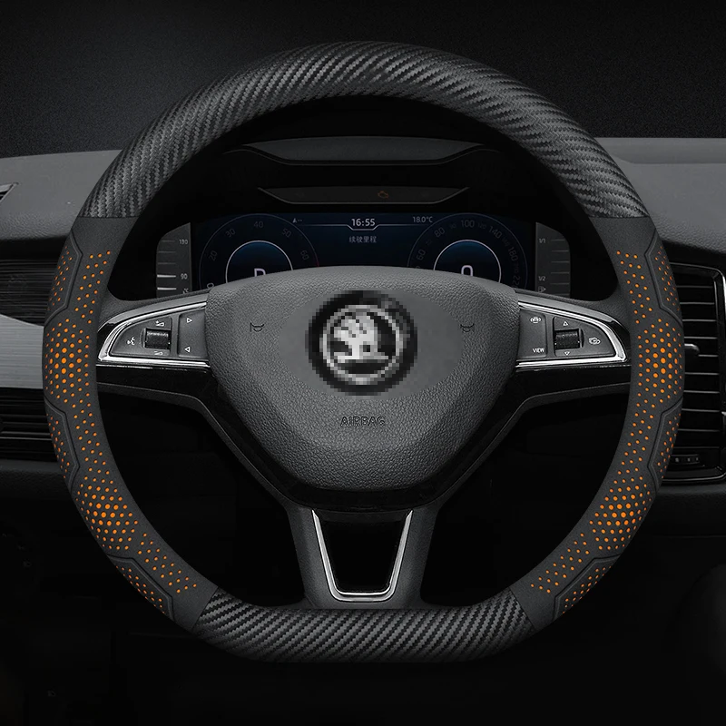 

Car Steering Wheel Cover For Skoda Octavia Citigo Kamiq Karoq Kodiaq Scala Yeti Fabia Rapid Superb Roomster Auto Accessories